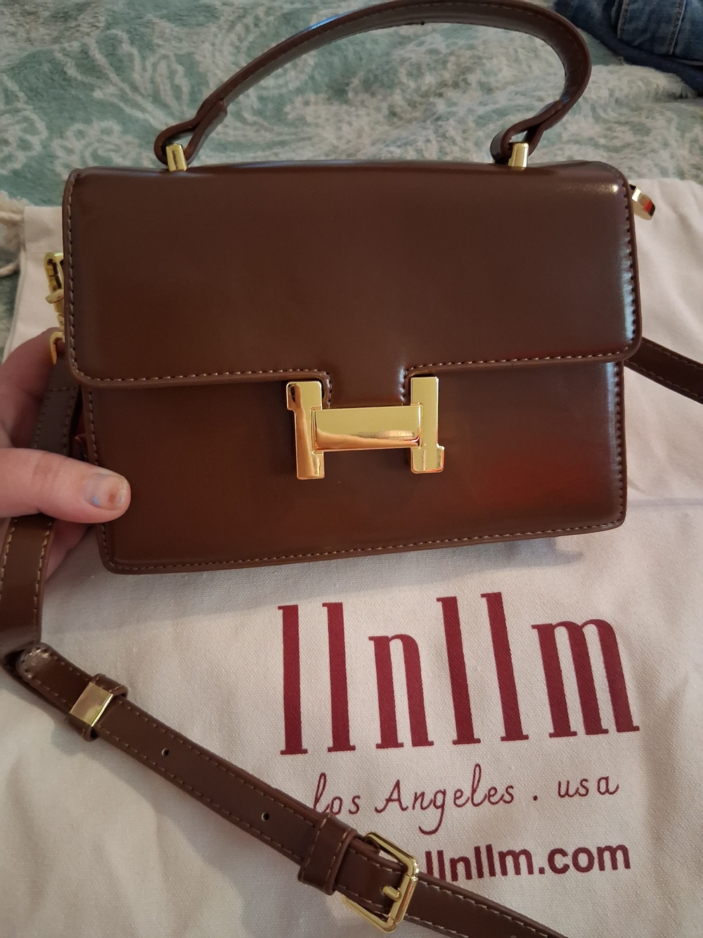 Brown Authentic Leather Top-Handle Crossbody Bag With Dustbag - Picture 2 of 7